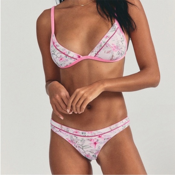 Loveshackfancy Swim Loveshackfancy X Hurley Reversible Cheeky Bikini Hawaiian Hibiscus Terry